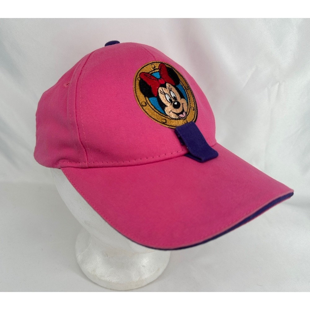 Disney Cruise Line Baseball Cap Women OS Pink Minnie Mouse Embroidered Nautical